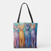 Schattige kleurrijke katten tote bag (Achterkant)