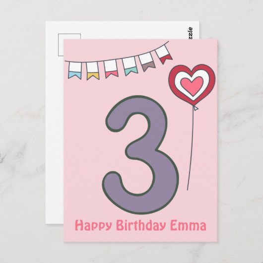 Schattige Kleurrijke Kinderen 3e Verjaardag Ansich Briefkaart (Voorkant / Achterkant)