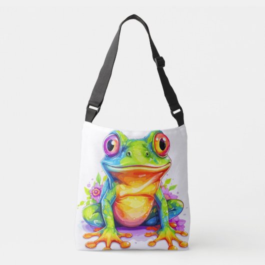 Schattige Kleurrijke Kleine Kroggie Crossbody Tas (Voorkant)