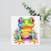 Schattige Kleurrijke Kleine Kroggie Kaart (Staand voorkant)