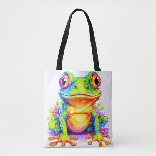 Schattige Kleurrijke Kleine Kroggie Tote Bag (Voorkant)