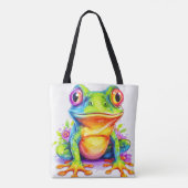 Schattige Kleurrijke Kleine Kroggie Tote Bag (Achterkant)