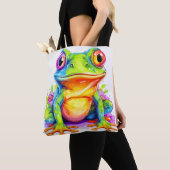 Schattige Kleurrijke Kleine Kroggie Tote Bag (Dichtbij)