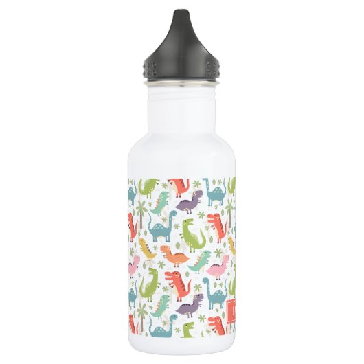 Schattige & Kleurrijke Koraal Dinosaurus Patroon K Waterfles (Links)