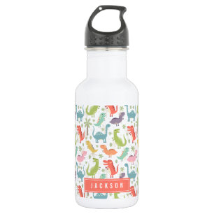 Schattige & Kleurrijke Koraal Dinosaurus Patroon K Waterfles