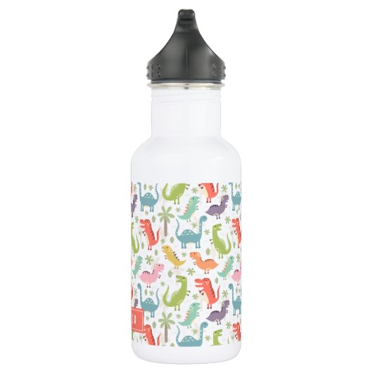 Schattige & Kleurrijke Koraal Dinosaurus Patroon K Waterfles (Rechts)