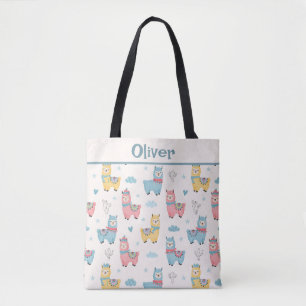 Schattige kleurrijke lama's met sjaals tote bag