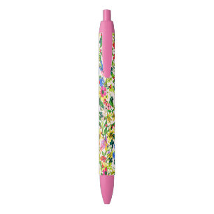 Schattige kleurrijke lente bloemen bloesem zwarte inkt pen