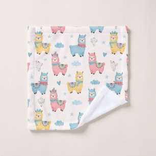 Schattige Kleurrijke Llama's met Sjaals Washandje