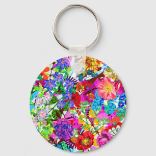 Schattige kleurrijke magische bloemen sleutelhanger
