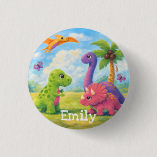 Schattige Kleurrijke Meisjes Dinosaurussen Vriende Ronde Button 3,2 Cm