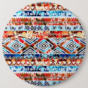 Schattige kleurrijke meisjesachtige Azteekse patro Ronde Button 6,0 Cm