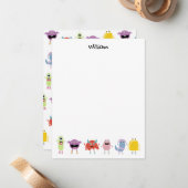 Schattige Kleurrijke Monsters Grappige Kinderen Notitiekaartje (Voorkant / Achterkant in situ)