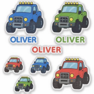 Schattige Kleurrijke Monstertruck Kinderen Naam Sticker