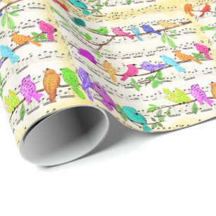 Schattige Kleurrijke Muzikale Vogels Symfonie - Ma Cadeaupapier