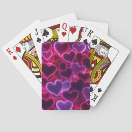 schattige, kleurrijke neon harten Valentijnsdag Pokerkaarten
