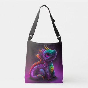 Schattige Kleurrijke Paarse Draak Hagedis Kunstwer Crossbody Tas