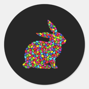 Schattige kleurrijke paashaas vrouwen mannen kinde ronde sticker