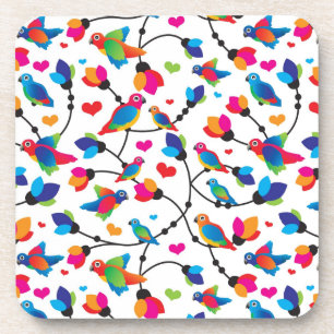 schattige, kleurrijke papegaaivogel bier onderzetter