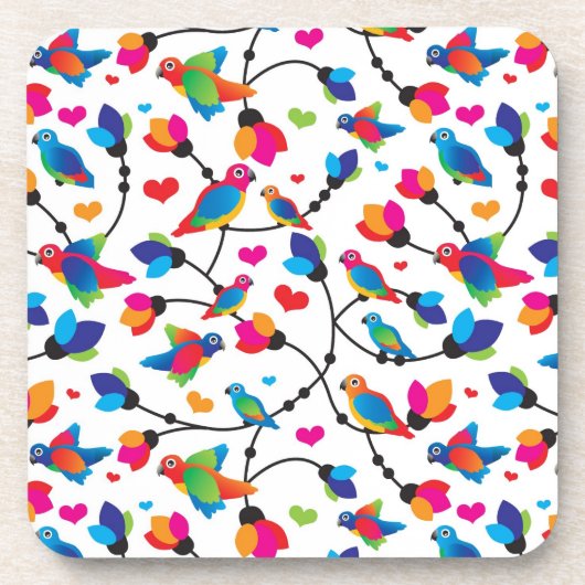 schattige, kleurrijke papegaaivogel bier onderzetter (Voorkant)