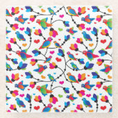 schattige, kleurrijke papegaaivogel glazen onderzetter (Voorkant)