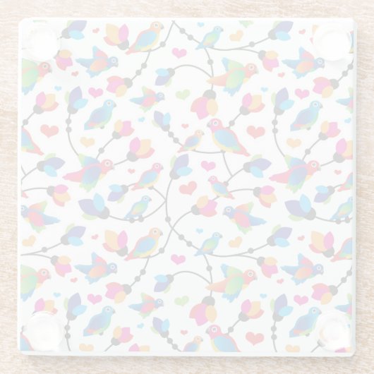 schattige, kleurrijke papegaaivogel glazen onderzetter (Achterkant)