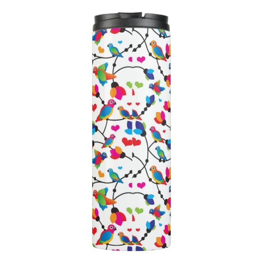 schattige, kleurrijke papegaaivogel thermosbeker (Achterkant)
