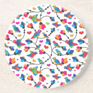 schattige, kleurrijke papegaaivogel zandsteen onderzetter