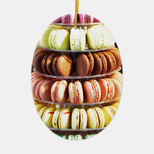 Schattige Kleurrijke Pastel Franse Macaron Cookie  Keramisch Ornament