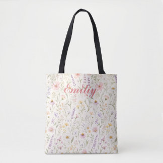 Schattige Kleurrijke Pastel Waterverf Bloemige Aan Tote Bag