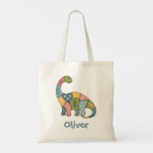 Schattige Kleurrijke Patchwork Dinosaurus Tote Bag (Achterkant)