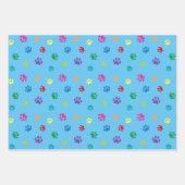 Schattige Kleurrijke Paw Prints Patroon Roze Blauw Inpakpapier Vel (Voorkant 2)