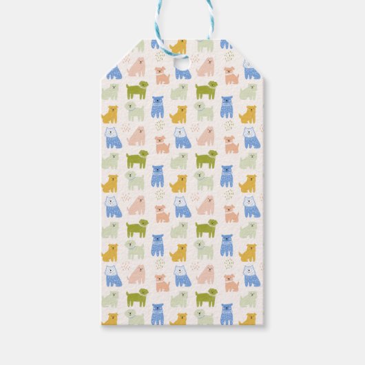 Schattige Kleurrijke Potlood Honden Cadeaulabel (Voorkant)