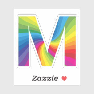 Schattige Kleurrijke Regenboog Alfabet M Sticker