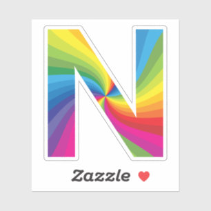 Schattige Kleurrijke Regenboog Alfabet N Sticker