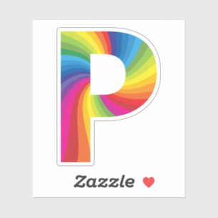Schattige Kleurrijke Regenboog Alfabet P Sticker