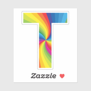 Schattige Kleurrijke Regenboog Alfabet T Sticker