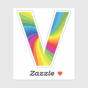 Schattige Kleurrijke Regenboog Alfabet V Sticker