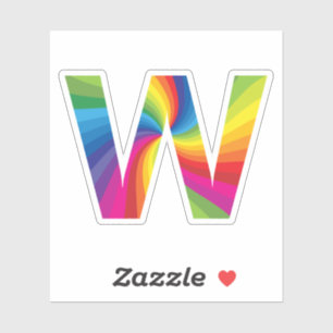 Schattige Kleurrijke Regenboog Alfabet W Sticker