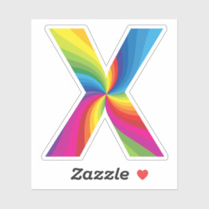 Schattige Kleurrijke Regenboog Alfabet X Sticker