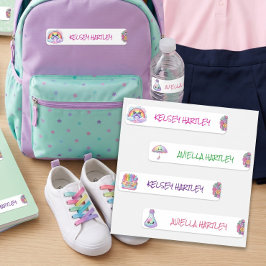Schattige Kleurrijke Regenboog Bloemen School Them Labels