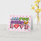 Schattige Kleurrijke Retro All You Need Is Love Kaart (Gele Bloem)