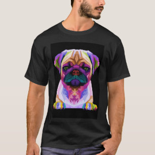 Schattige Kleurrijke Retro Pop Art Pug 433 T-shirt