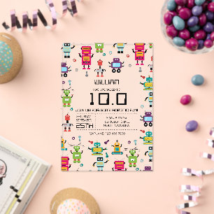 Schattige Kleurrijke Robot Kinder Robots Verjaarda Acryl Uitnodigingen