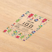 Schattige Kleurrijke Robot Kinder Robots Verjaarda Acryl Uitnodigingen (Laagn)