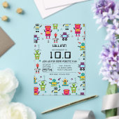 Schattige Kleurrijke Robot Kinder Robots Verjaarda Acryl Uitnodigingen (Insitu (Huwelijk))