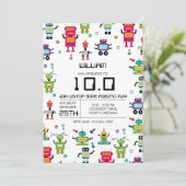 Schattige Kleurrijke Robot Kinder Robots Verjaarda Kaart (Staand voorkant)