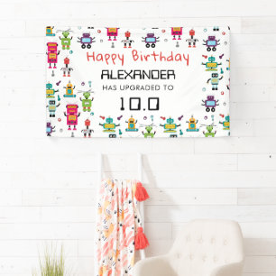 Schattige Kleurrijke Robots Kinderen Robot Verjaar Spandoek