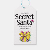 Schattige Kleurrijke Secret Santa Hoed QR Code Wat Cadeaulabel (Voorkant)