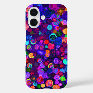 Schattige kleurrijke spiraal cosmos patronen iPhone 16 hoesje